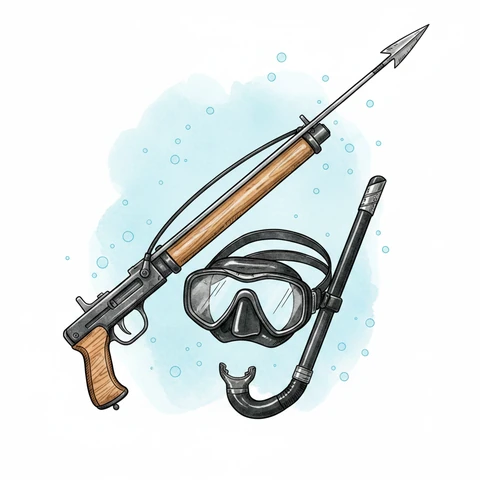 Zemūdens medības - ilustrācija