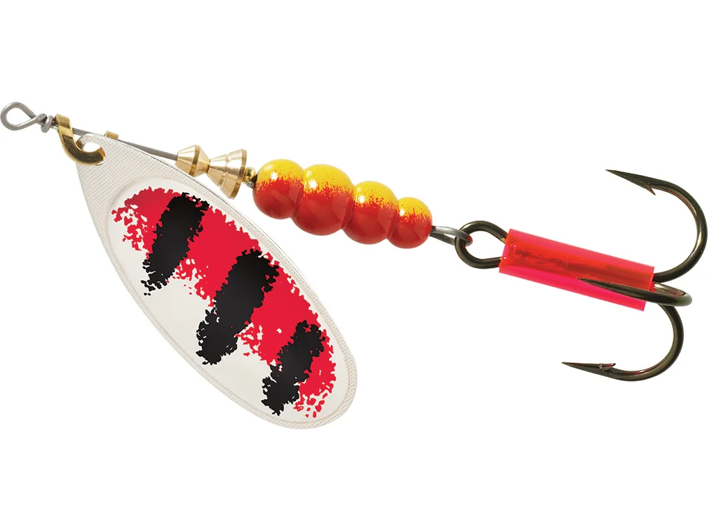 Mepps Aglia Nr. 5 rotējošais spineris Silver/Red Black Stripe krāsojumā