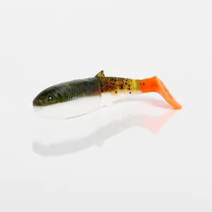 Savage Gear Cannibal Shad 10 cm Olive Hot Orange krāsa