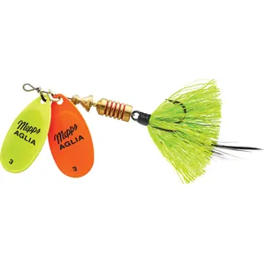 Mepps Double Blade Aglia Nr. 3 Hot Chartreuse & Hot Orange, Chartreuse Tail salikums