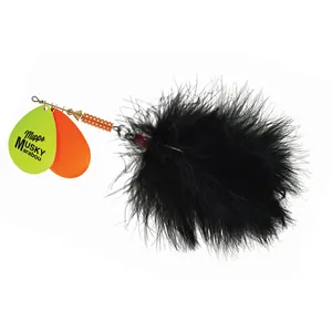Mepps Double Blade Musky Marabou Hot Chartreuse/Hot Orange, Black Tail salikums