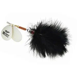 Mepps Double Blade Musky Marabou Hot White, Black Tail salikums