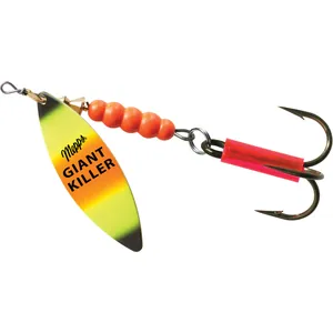 Mepps Giant Killer Plain Hot Orange/Chartreuse/Black bleķis