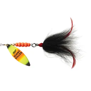 Mepps Giant Killer Bucktail Hot Orange/Chartreuse/Black, Black Tail salikums