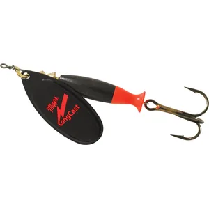 Mepps LongCast Black Body, Orange Fin, Black Blade spineris