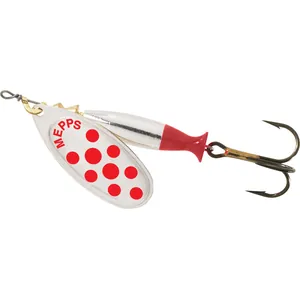 Mepps LongCast Silver Body, Red Platium Fin, Silver/Red Dot Blade spineris
