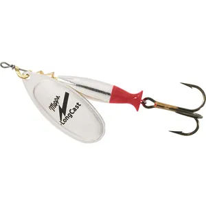 Mepps LongCast Silver Body, Red Platium Fin, Silver Blade spineris