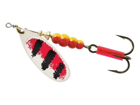 Mepps Aglia Nr. 5 rotējošais spineris Silver/Red Black Stripe krāsojumā