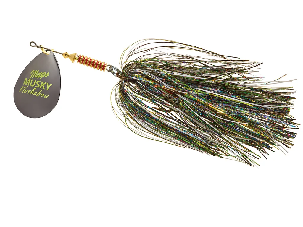 Mepps Musky Flashabou Beast spineris ar hologrāfisku flashabou asti