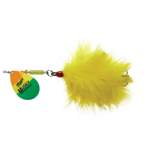 Mepps Musky Marabou Firetiger Platium, Yellow Tail salikums