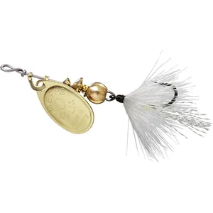 Mepps Spin Fly Hackle Dressed Gold, White Hackle salikums