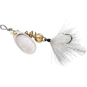 Mepps Spin Fly Hackle Dressed Silver, White Hackle salikums