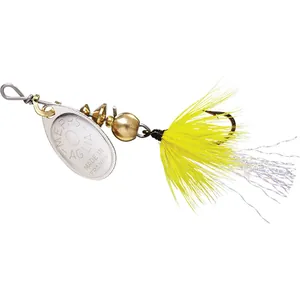 Mepps Spin Fly Hackle Dressed Silver, Yellow Hackle salikums