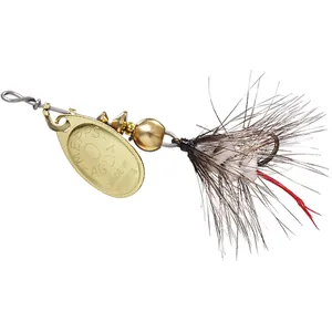 Mepps Spin Fly Wooly Worm Gold, White salikums