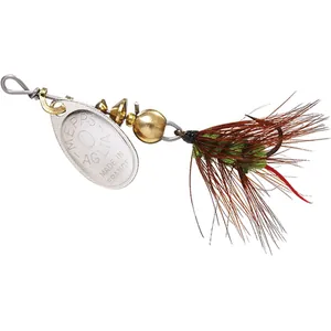 Mepps Spin Fly Wooly Worm Silver, Green salikums