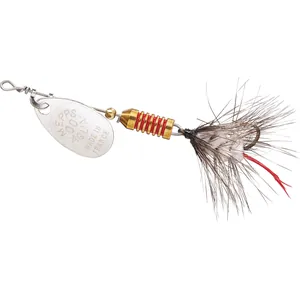 Mepps Aglia Wooly Worm Silver, White Ultra Lite salikums