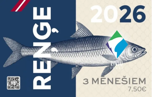Trīs mēnešu makšķerēšanas karte 2026 ar reņģes zīmējumu