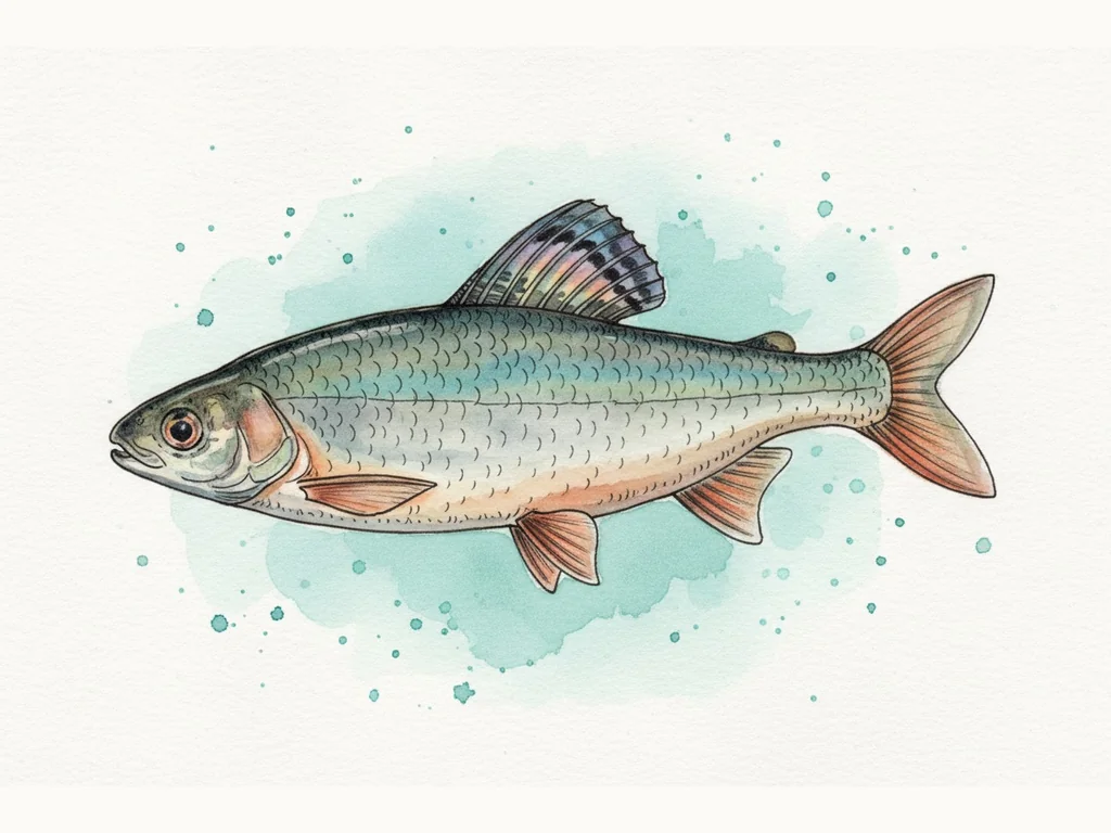 Alata (Thymallus thymallus) - sugas zīmējums no sāniem