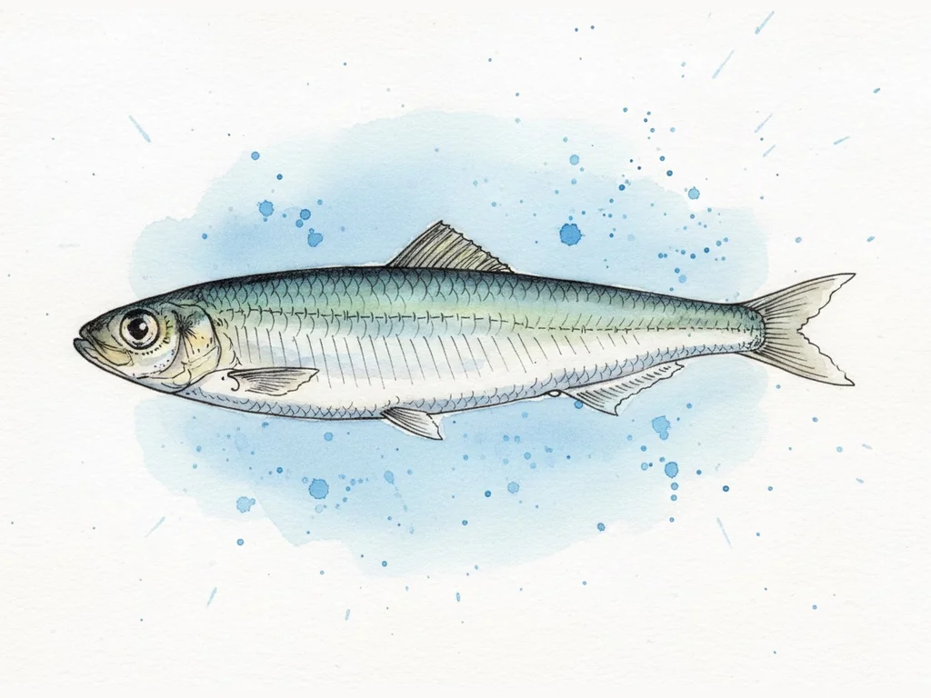 Brētliņa (Sprattus sprattus balticus) - sugas zīmējums no sāniem