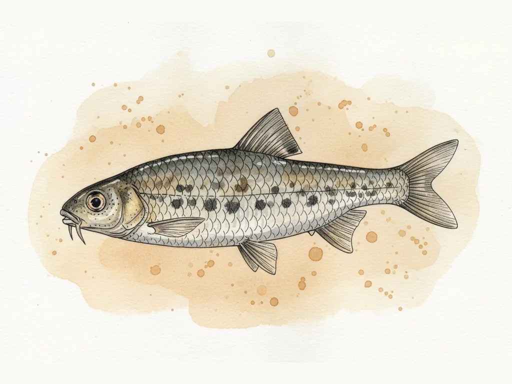 Grundulis (Gobio gobio) - sugas zīmējums no sāniem