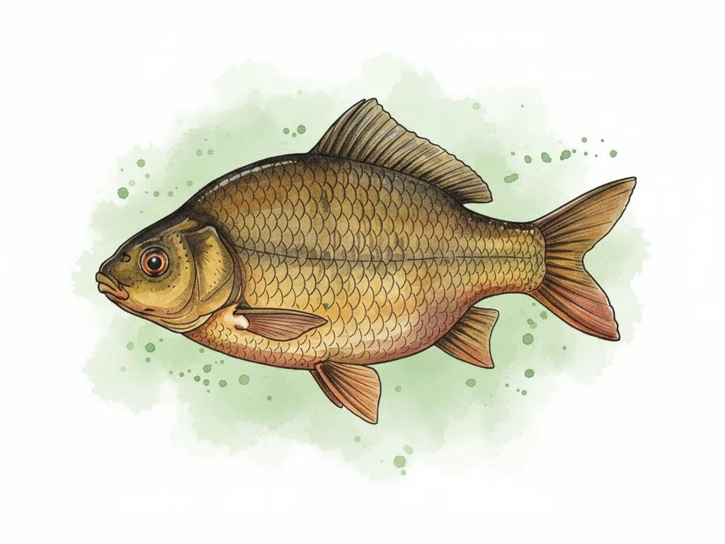 Karūsa (Carassius carassius) - sugas zīmējums no sāniem