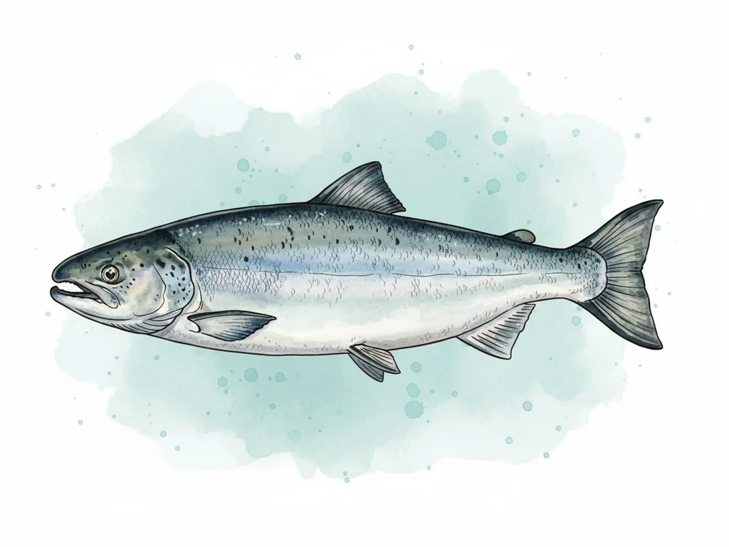 Lasis (Salmo salar) - sugas zīmējums no sāniem