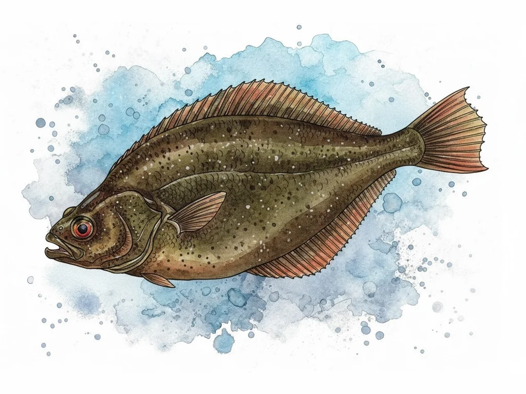 Plekste (Platichthys flesus) - sugas zīmējums no augšas