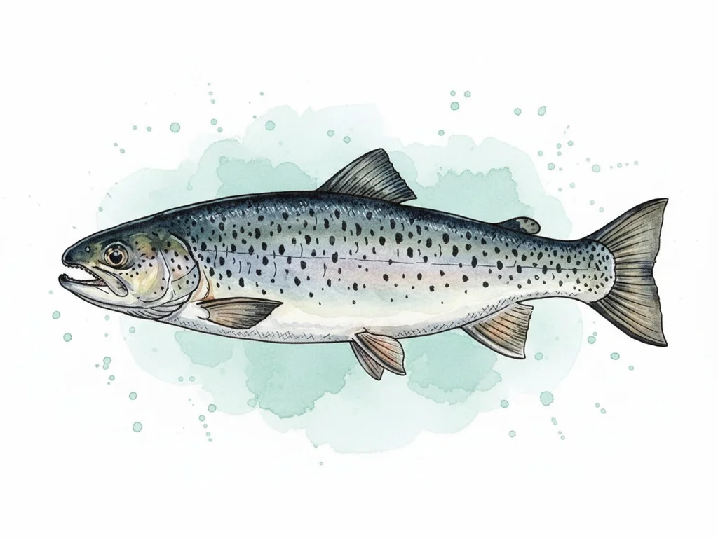 Taimiņš (Salmo trutta) - sugas zīmējums no sāniem